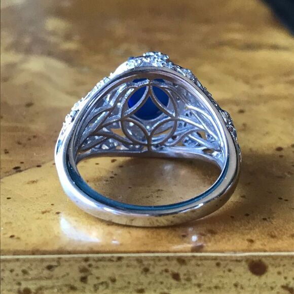 Natural Ceruleite Sterling Silver Leaf Ring - Picture 4 of 8